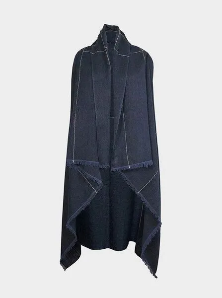 Fifth Origins Fifth Origins Damen Cape aus Bio-Wolle Infinity Lite, Blue(sapphire), – Produktbild 4 von 4