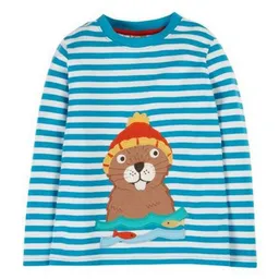 Frugi Frugi Langarm-Shirt Bieber weiss-blau gestreift The National Trust Discovery Top – Produktbild 1 von 1