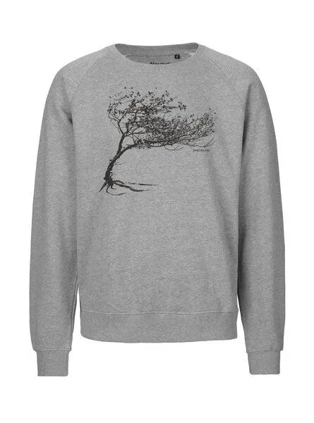 Peaces.bio - handbedruckte Biomode Peaces.bio - handbedruckte Biomode Bio Damen-Sweatshirt Loose Fit Windy Tree, Grau, – Produktbild 1 von 2