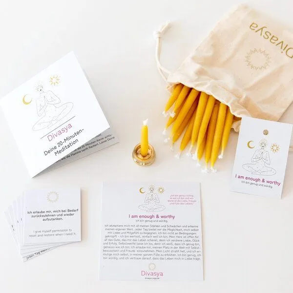 Divasya Divasya Geschenkset | 20-Minuten-Kerzen für Meditation & Achtsamkeit | I am enough & worthy – Produktbild 2 von 4