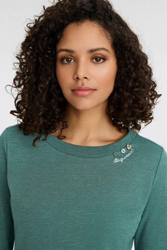 ragwear ragwear Sweatkleid MENITA O mit veganer 3 Knopf-Applikation, Grün, – Produktbild 4 von 5