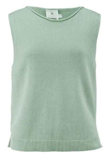hessnatur hessnatur Strick Top Regular aus Leinen mit reiner Bio-Baumwolle, Jadegrün, – Produktbild 3 von 4