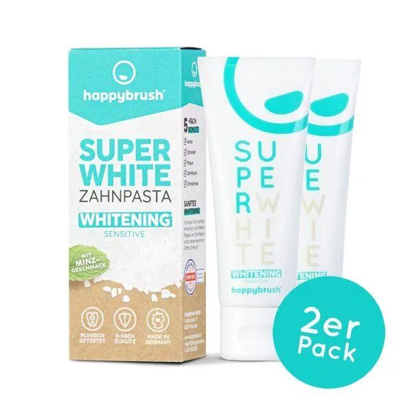 happybrush happybrush SuperWhite Sensitive Whitening Zahnpasta 2er Set, Weiß(weiß), – Produktbild 5 von 5