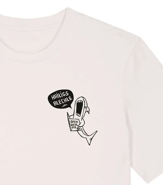 päfjes päfjes Hailigs Blechle Hai Kochen - Unisex Männer T-Shirt Bio & Fair, Vintage white (natur), – Produktbild 2 von 4