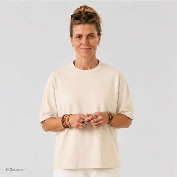 Ethnotek Ethnotek Heavyweight Organic Cotton Oversized T-Shirt, Sand - dune, – Produktbild 3 von 4