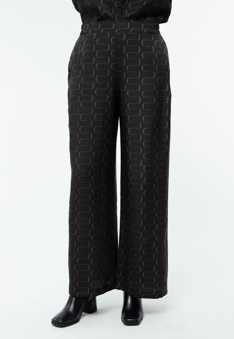 Givn Givn Damen vegan Hose Mit Weitem Bein Von Gbmarla Schwarz/Dunkelkhaki, Wellenmuster, Schwarz, – Produktbild 1 von 1