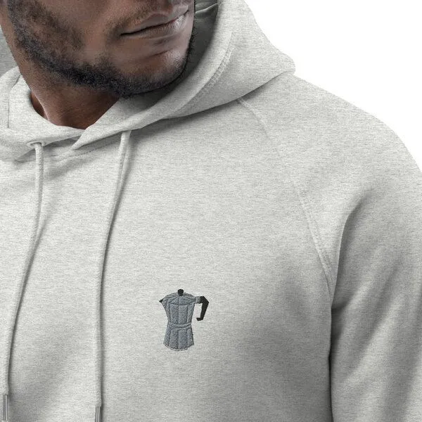 Coffee Fashion Coffee Fashion Espressokocher Bestickter Bio Baumwoll Hoodie, Schwarz, – Produktbild 2 von 4