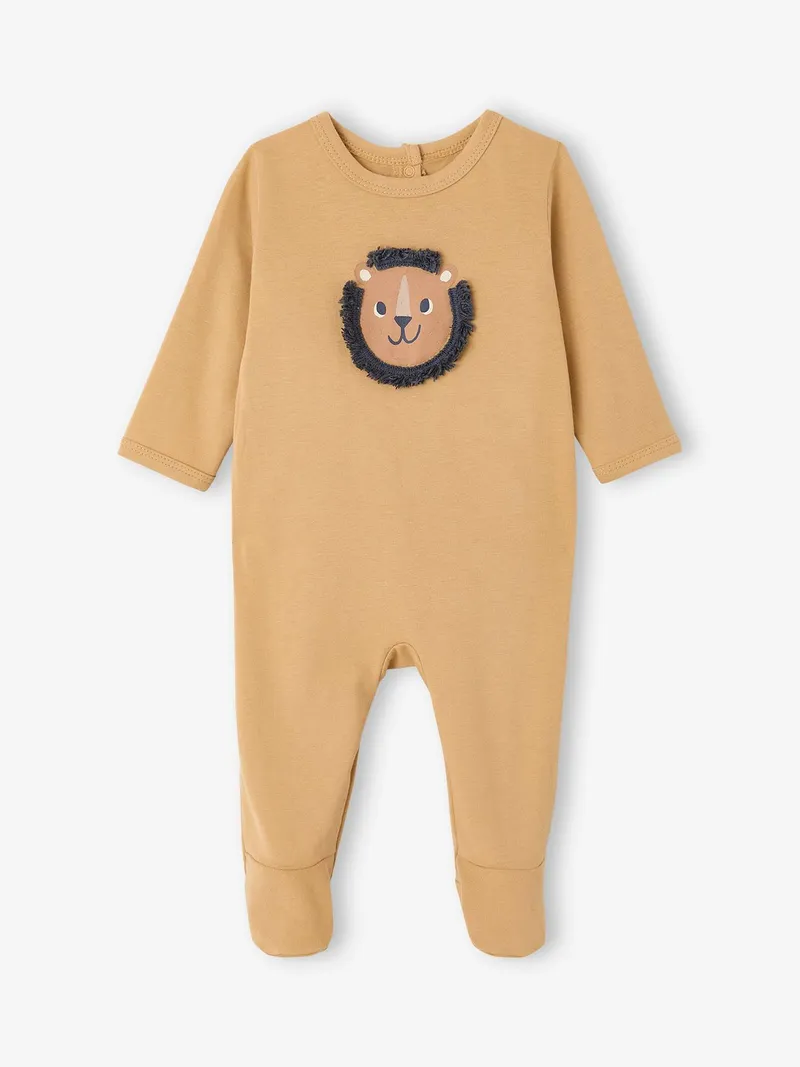 Vertbaudet Baby Strampler LÖWE mit Rückenöffnung, Beige, – Produktbild 1 von 4