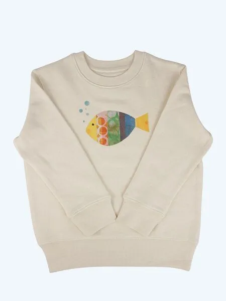 MelaDi Meladi Kinder Sweater aus Biobaumwolle - Fisch auf Natural Raw, Natural white, – Produktbild 6 von 6