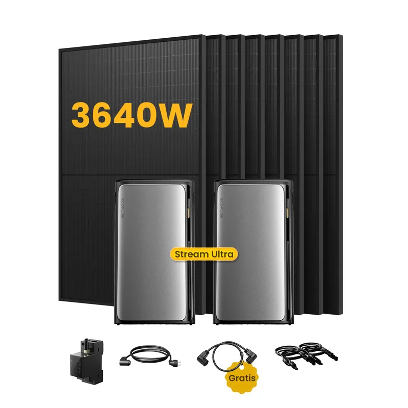 EcoFlow 2x EcoFlow STREAM Ultra, All-in-One Solaranlage mit Speicher, inkl. 8 Bifazialen Solarmodulen, by Powerness - 8 x 455Wp Bifaziale Full Black / 1 x Smart Meter / Selbstabholung – Produktbild 1 von 1