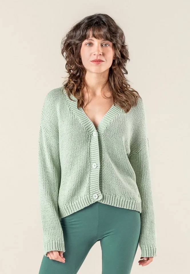 Living Crafts Living Crafts Strickjacke ROSANNA GOTS zertifiziert, Grün, – Produktbild 1 von 5
