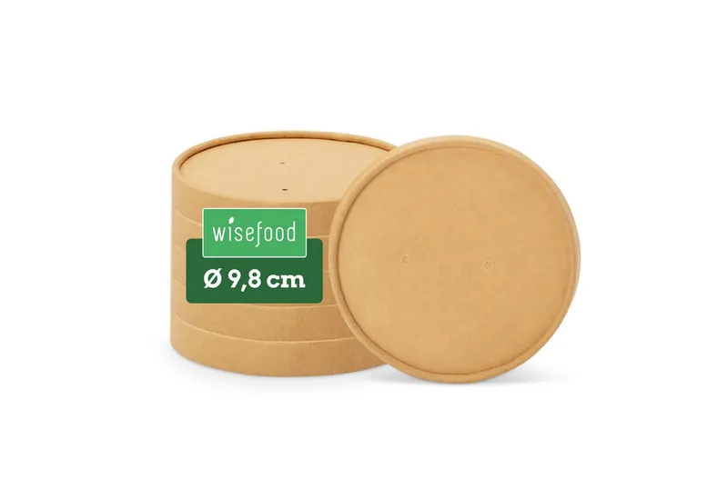 wisefood Einweggeschirr-Set 50-tlg., Bio-Pappdeckel für 200, 300 & 400 ml (50-tlg), Papier, Braun, – Produktbild 1 von 5
