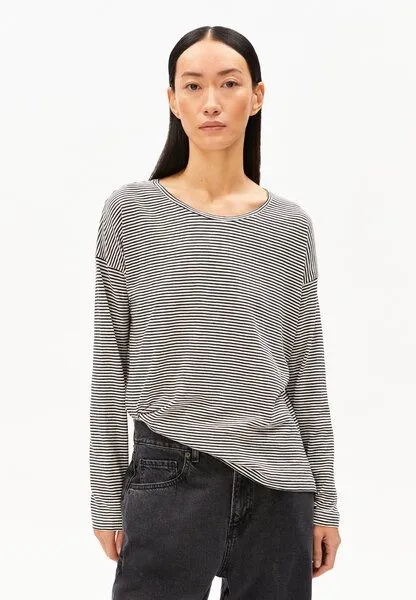 ARMEDANGELS ARMEDANGELS XIANAA STRIPES Damen Longsleeve aus Bio-Baumwolle, Black-oatmilk, – Produktbild 1 von 4