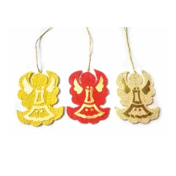 El Puente El Puente Deko-Anhänger "Engel", 3er-Set | Fair Trade & Handmade aus Bangladesch, Gold,orange,natur,rot, – Produktbild 1 von 1
