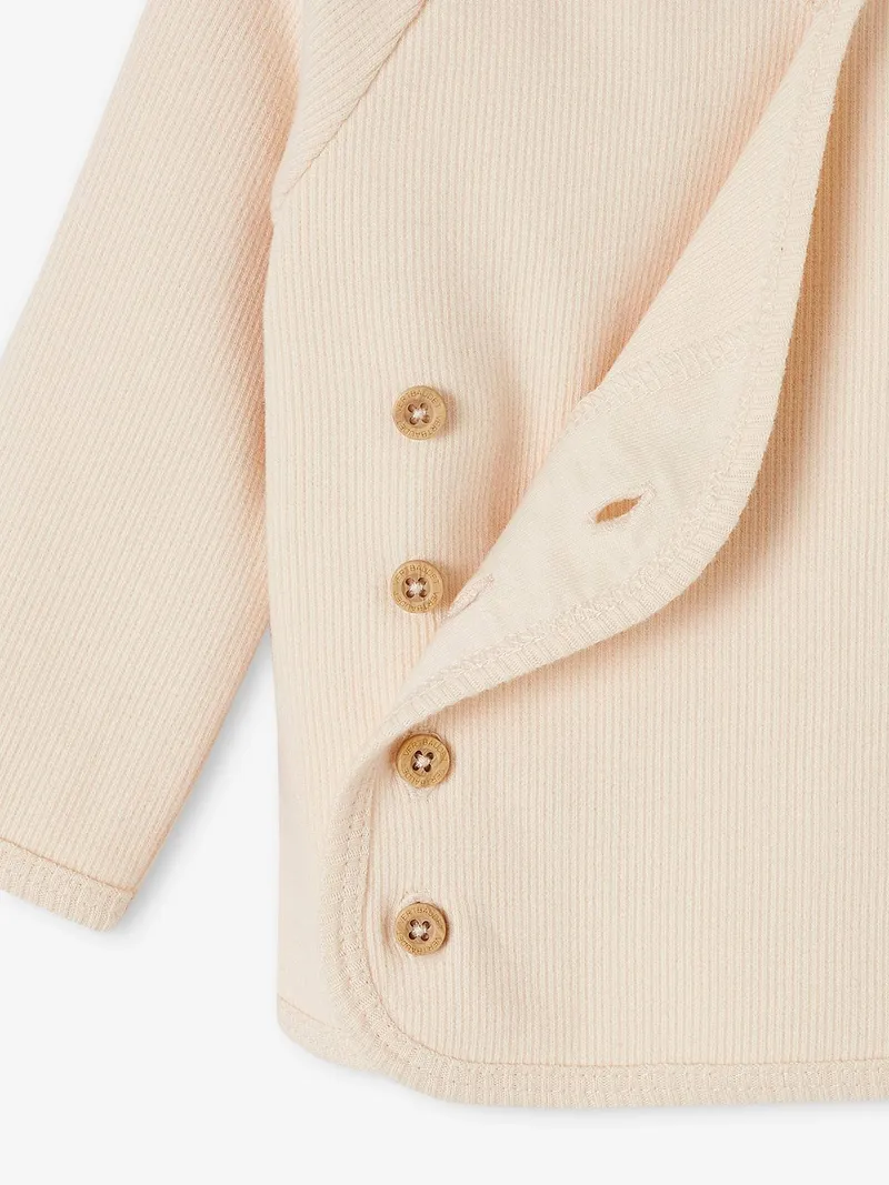 Vertbaudet Baby Langarm-Wickeljacke aus Ripp vanille, Vanille, – Produktbild 2 von 3