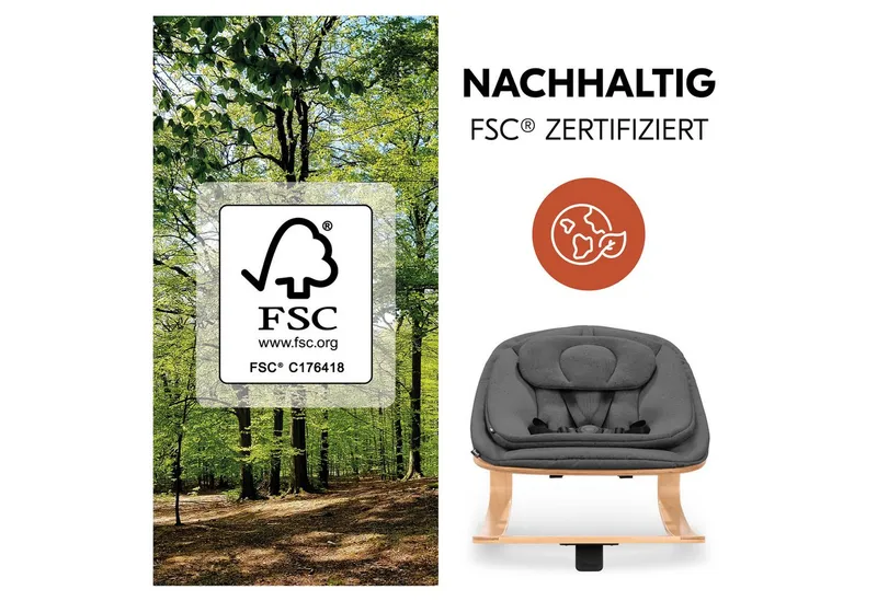 Hauck Hauck Hochstuhl Beta Plus Newborn Set Eco - Natural, Holz Babystuhl ab Geburt mit Neugeborenensufsatz, Sitzkissen, Essbrett – Produktbild 5 von 5