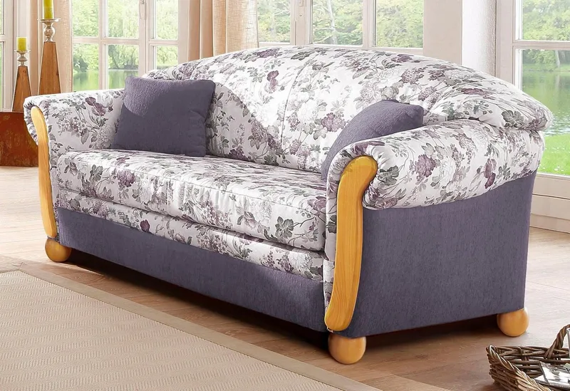 Home affaire 2-Sitzer Milano, Schlafsofa im Landhaus-Stil, bequem, Liegefläche 188/124cm, mit Bettfunktion, Lila, – Produktbild 1 von 3