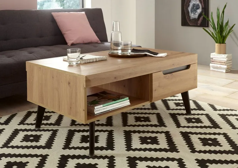 Home affaire Couchtisch Torge, Beistelltisch, Wohnzimmertisch, Tisch, Sofatisch (1-St), Schubkästen und Ablagefach, in drei Farben verfügbar, Braun, – Produktbild 1 von 8