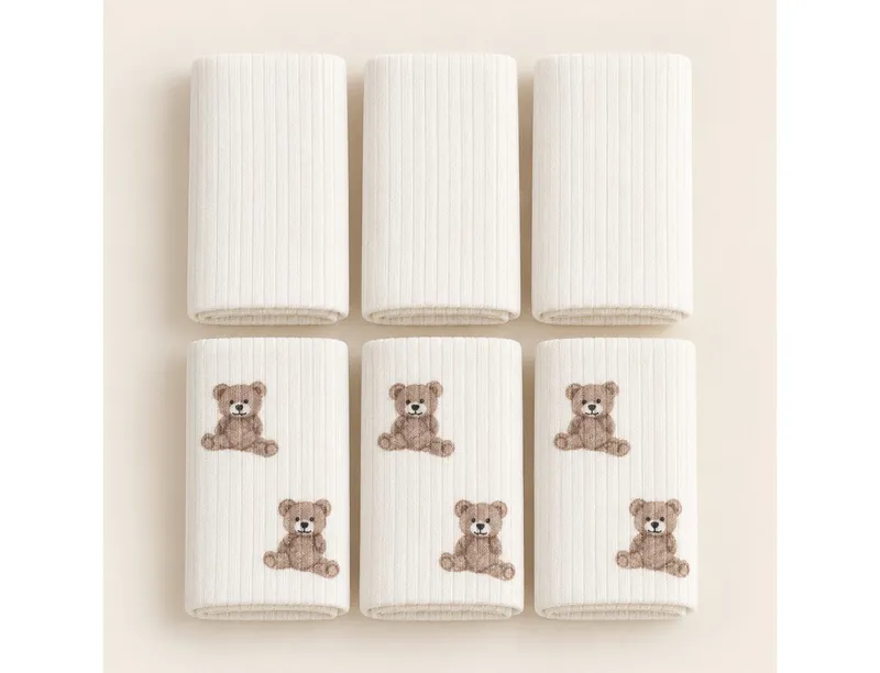 bistyle bistyle Spucktuch BabySpucktücher 6er Set, 20x20 cm, Bio-Baumwolle, kleinen Motiven, (6er Pack, 6-tlg), Basic, Weiß, – Produktbild 1 von 4