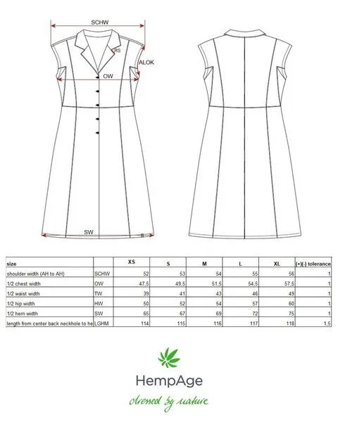 HempAge HempAge Damen schlichtes Hemdblusenkleid Hanf/Biobaumwolle, Butter(gelb), – Produktbild 3 von 4