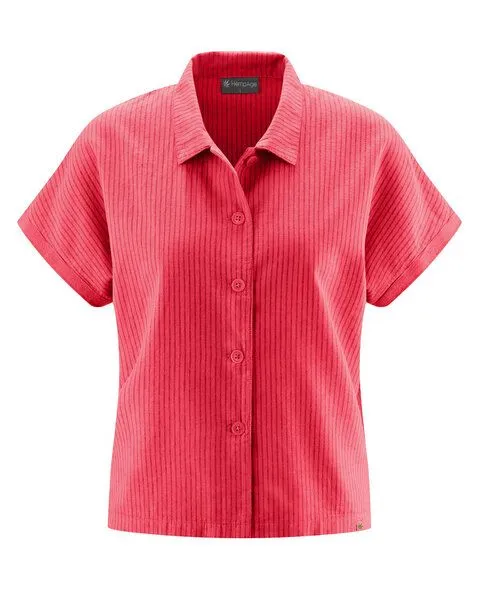 HempAge HempAge Kurzarm-Bluse Hanf/Biobaumwolle, Magnolia(rot), – Produktbild 1 von 4