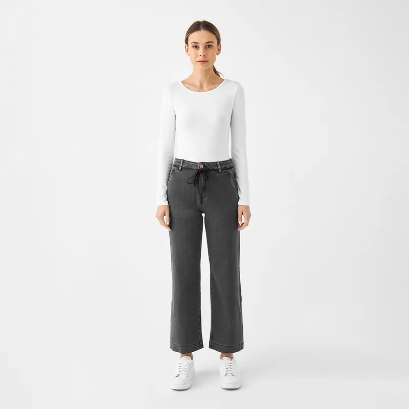 DAWN Damen Jeans DEW Flared High Waist French Pocket DAWN Bio-Baumwolle, Medium grey, – Produktbild 1 von 6