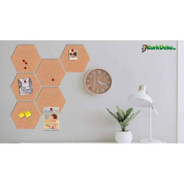 Kork-Deko Kork-Deko Kork Fliesen | Hexagone aus Kork Wanddeko, Pinnwand | selbstklebend – Produktbild 1 von 2