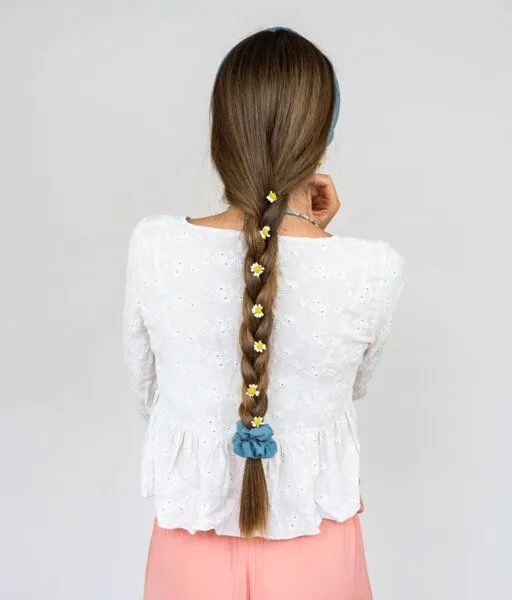 obumi obumi Haargummi - Scrunchie aus Leinen, Grey blue, – Produktbild 2 von 4