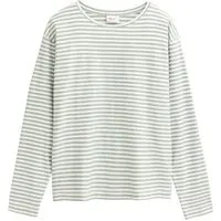People Wear Organic People Wear Organic Langarmshirt, geringelt, Bio-Baumwolle, Salbei geringelt, – Produktbild 1 von 1