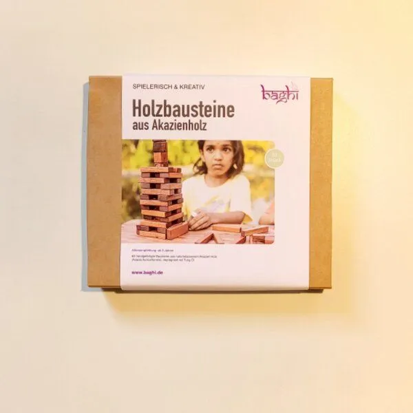 BAGHI BAGHI Holz-Bauklötzchen aus upcycling Akazienholz – Produktbild 6 von 6