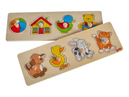 Goki goki Steckpuzzle Spielzeug und Tiere aus Holz 2er Set Maße 29,8 x 0,8 x 9,6 cm – Produktbild 1 von 1