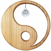 Sternengasse Ying Yang aus heimischem Laubholz, Holzdeko mit Kristall Durchmesser 13 cm – Produktbild 1 von 1