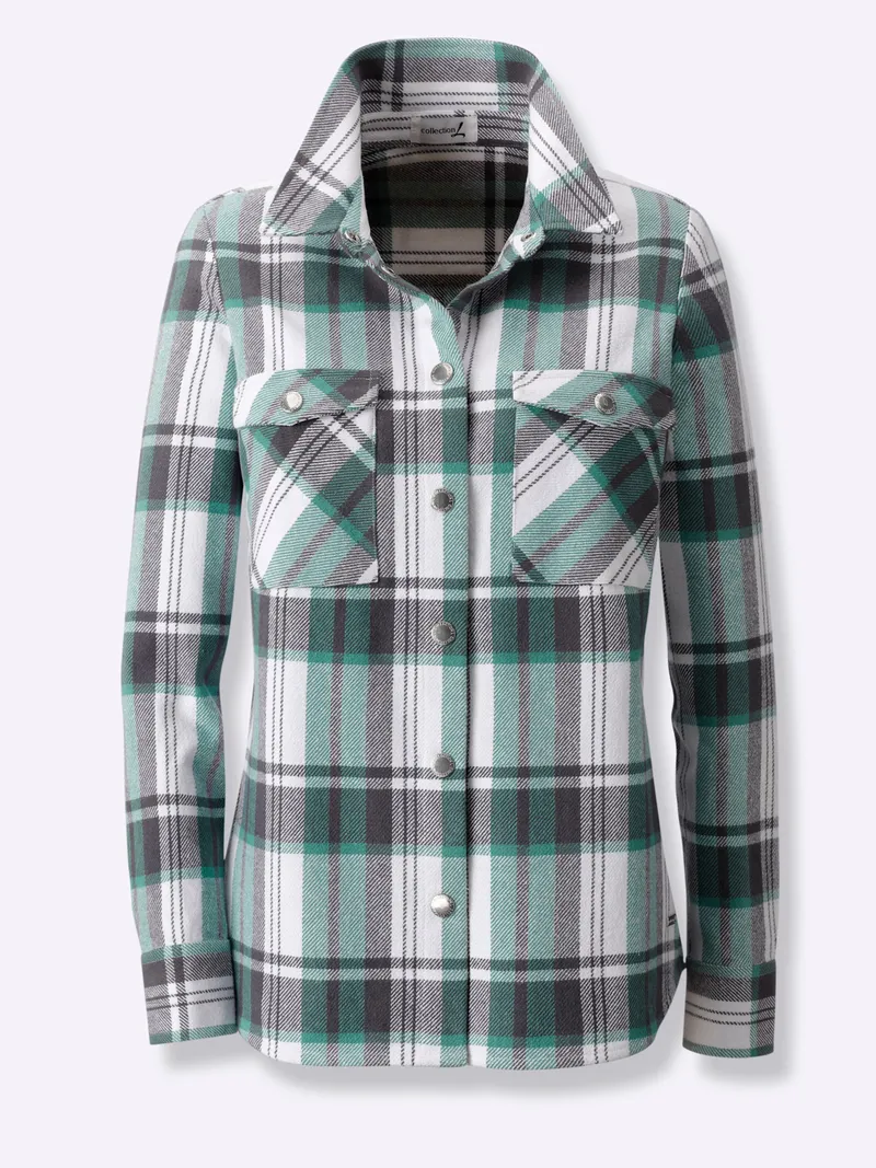 Witt Flanellbluse salbei-anthrazit-kariert, Salbei-anthrazit-kariert, – Produktbild 1 von 2