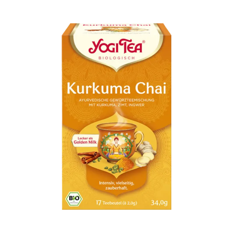 Yogi Tee Yogi Tee Bio Tee Kurkuma Chai, Ayurvedische Gewürzteemischung mit Kurkuma, Zimt & Ingwer, 17 Teebeutel im Kuvert – Produktbild 1 von 1