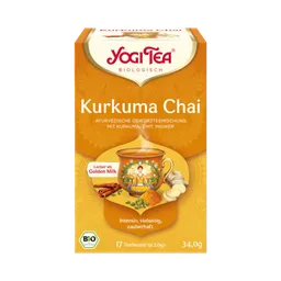 Yogi Tee Yogi Tee Bio Tee Kurkuma Chai, Ayurvedische Gewürzteemischung mit Kurkuma, Zimt & Ingwer, 17 Teebeutel im Kuvert – Produktbild 1 von 1
