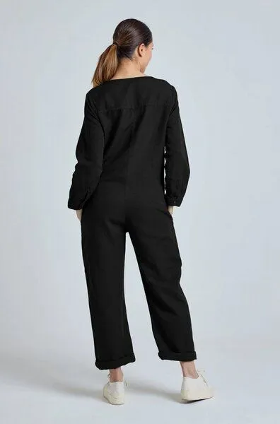 Flax and Loom Flax and Loom Leinen Jumpsuit Modell: Clara, Black, – Produktbild 4 von 5
