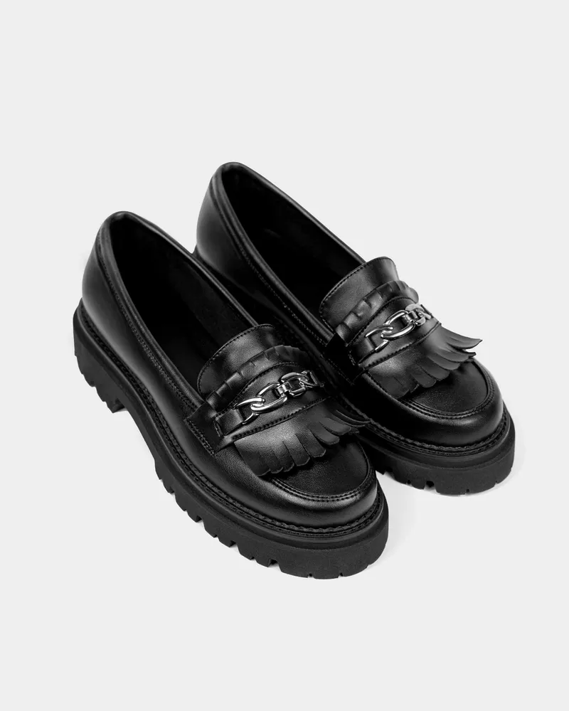 BOHEMA BOHEMA Damen vegan Loafer Chunky Schwarz, Schwarz, – Produktbild 1 von 2