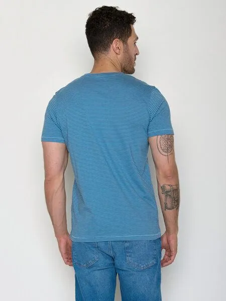 GreenBomb GREENBOMB Basic Spice - Sportliches T-Shirt aus Bio-Baumwolle / GOTS / Fair & Vegan, Blau (tide stripes), – Produktbild 4 von 4