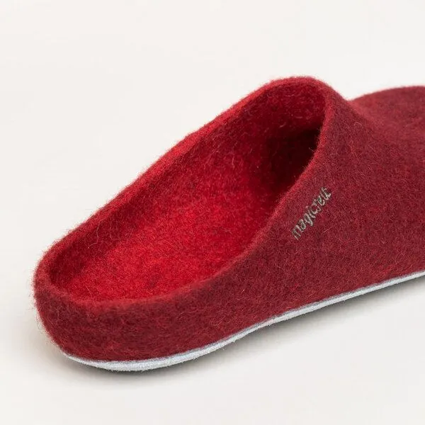Magicfelt Magicfelt Filz-Hausschuh AP 701 aus 100% Merino-Wolle Pantoffeln für Damen & Herren mit Ledersohle, Dunkelrot, – Produktbild 3 von 4