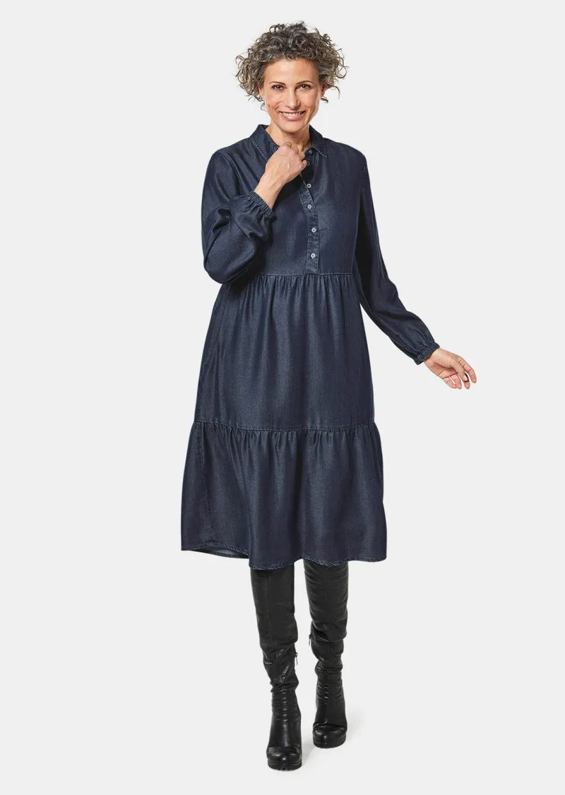 Goldner Tencel-Kleid - dunkelblau - Gr. 22 von Goldner Fashion, Blau, – Produktbild 2 von 3