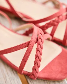 Minuit Sur Terre Minuit Sur Terre Damen vegan Flache Sandalen Taravo Korallenorange – Produktbild 1 von 1