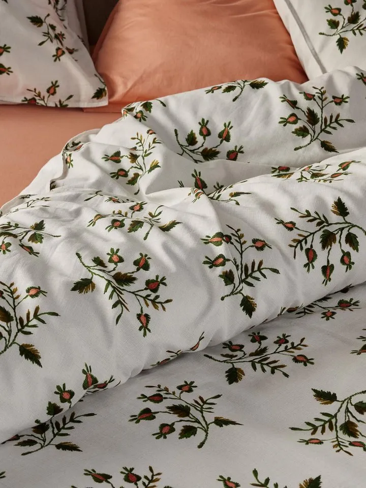 Essenza Bettwäsche Jolien, Baumwolle Leinenoptik, 2 teilig, mit floralem Muster, Beige, – Produktbild 3 von 4