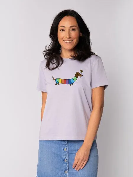 watapparel watapparel T-Shirt Frauen Regenbogen Dackel, Lavender, – Produktbild 2 von 2