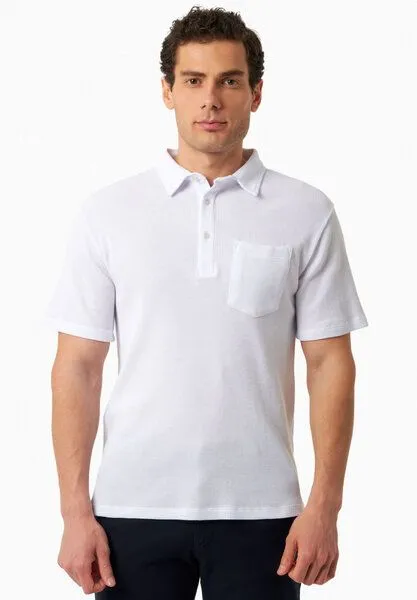 ORGANICATION ORGANICATION Poloshirt aus Bio-Baumwolle mit Waffelstruktur, White, – Produktbild 1 von 4