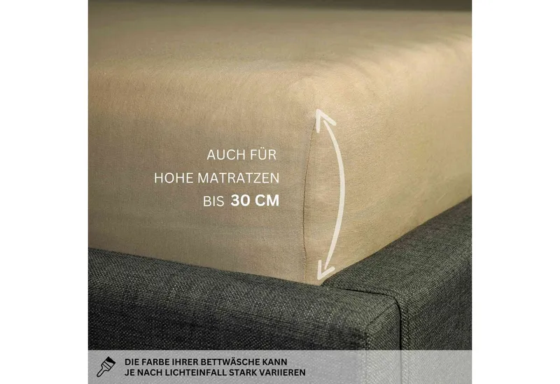 Esprit Spannbettlaken PREMIUM Spannbettlaken, Mischgewebe, Gummizug: rundum, (1 Stück), 100 x 200 cm in Beige, Beige, – Produktbild 5 von 5