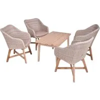 Gartenlounge-Set "PUEBLO/OAKLAND 01" 5-tlg. 1 Tisch Akazie, 4 Sessel KSgeflecht hellgrau – Produktbild 1 von 1
