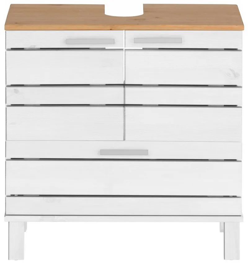 Home affaire Waschbeckenunterschrank JOSIE Breite 60, aus Massivholz, Metallgriffe, 1 Schublade & 2 Türen, Weiß, – Produktbild 4 von 5