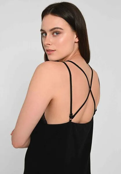 Lovjoi Lovjoi Dress PACAJA mit luxuriöser Spitze und Crossbackdetail, Black (schwarz), – Produktbild 3 von 4