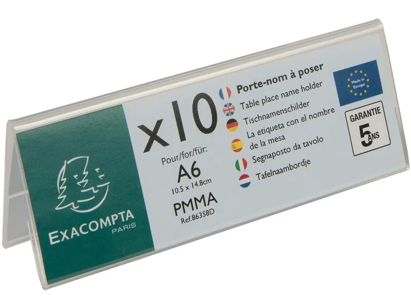 Exacompta 10er Pack Exacompta Tischnamensschilder "Exacryl" horizontal, aus PMMA, DIN A6 quer – Produktbild 2 von 4