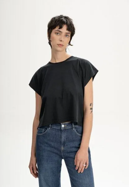 MELA Cropped T-Shirt Style BHAMINI | von MELA | Fairtrade & GOTS zertifiziert, Schwarz, – Produktbild 1 von 4